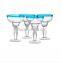 Customized glassware producer blue and yellow rim margaret glass manufacture high quality
