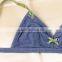 Vintage denim blue cotton no rims bikini bra