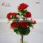 12 heads 60cm length silk red rose grave rose arrangement with petal edge print