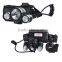 Super bright Aluminum head lamp XML t6 3 led headlamp