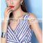bandage sexy deep V stripe t shirt plus size clothing tops for women 2016