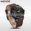 2016 new fashion popular coffee leather band Weide TOP brand men smart watch(UV1508)