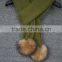 wholesale Olive green cashmere rib knit scarf with raccoon fur pompoms