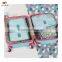 Luckipus Luggage Packing Cubes Travel Organizer Mesh Bags 6 Piece Various Size Set-3 Packing Cubes and 3 Pouches Blue Flower