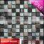 Grey hand drawing glass mix white stone weave mosaic art tiles HG-SH8032