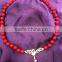 charming round pearl red stone pendants necklaces
