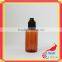 Amber pet bottle 20ml with cap for smoke oil bottle with long thin tip plastic dropper bottle