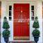 Painted Villa Single Open Red Color Solid Wooden Door With Glass Panel