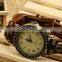HY fashion jewelry Recommend genuine punk skull metal leather watch bracelet for men