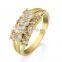 Bling bling AAA+ cubic zirconia ring triplex design CZ jewelry 18k yellow gold plated jewelry