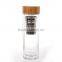2016 new high boronsilicon double layer bamboo cover glass water bottle gifts cup with tea funnel thick heat insulation bottle