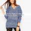 ladies blue knit sweater knitting pattern free V neck chunky tunic thin sweater