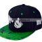 Cotton 6 Panel Baseball Cap Black Printed Logo Flat Two Tone Snapback Caps