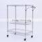 metal wire kitchen rack with 4 wheels, kitchen storage rack trolley cart