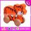 2015 Cheap Pull and push toy for kids,Children cartoon animal pull line toy,Mini funny wooden toy pull cart with string W05B077