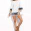 Womens Casual Clothing Summer T shirt Tops Ladies Fringe Cuff Half Flare Sleeve T-shirt