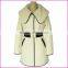 Women's winter worsted long coat with PU hemed new design casual coats