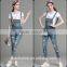 autumn new style high quality washed damaged bib pants customized