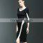 Exquisite ladies 3/4 sleeve draped package hip elastic one piece dress