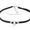 high end silver circle charm velvet necklace women simple rings charm choker necklace for girl friend