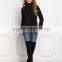 MGOO Manufacturer OEM Custom made 100 Pieces Black Distressed Turtleneck Sweater Tops CVC French Terry Tops