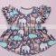 Hot sale Animal zoo print little girls boutique dresses wholesale ruffle tutu dress outfits shorts sleeve party wear t-shirts