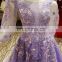 LS00396 evening dress fashions women for work lace up with sequined long sleeve purple muslim dresses