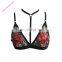 Sexy Black Floral Embroidery Womens Bralette