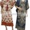 caftan Night wear polyester maxi poncho colorful design Women Long Kaftan Hippie Boho Dress Kimono Satiny Silky Look Plus Size
