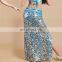 Tribal egyptian leopard ice silk sexy belly dance long skirt Q-6035#