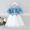 Kids Girls Dresses Toddler Girls Off-Shoulder Strap Dress Patchwork Mesh Children Girls Dress Clothes