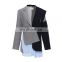 Patchwork Hit Color Irregular Notched Long Sleeve Asymmetrical Women's Blazer 2020 Fashion