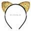 free ship Reverse Glitter Sequins Girls Cat Ear Hairband Headband Flip Girls DIY Hair Accessories For Kids Mermaid Hair Hoop