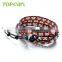 Topearl Jewelry Potato Shape White and Coral Freshwater Bracelet Woven Leather Wrap Bracelets Designs for Girls CLL165