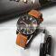 LONGBO 80638 casual mens simple analog quartz brown leather cuff watches for men