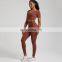 Wholesale Built In Bra Shorts Sleeve Crop Top V Back High Waist Shorts Leggings 2/3 Pcs Sports Women Gym Yoga Suit Set Outfit