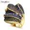 Gorgeous Chunky Party Look Color Cubic Zirconia 18K Gold Plated Deluxe Jewelry Ring