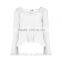 New design women fashionable high quality t shirt design long sleeve cotton t shirt with lace TS058