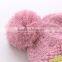 New design best quality baby girl knitted puffball winter hat