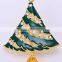 Green Christmas Tree With Gold Pattern Star Brooch