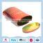 Red oval metal tin can for biscuits packing