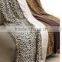 knit printed pv fleece throw with short fur backing