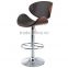 HY2014H Moulded Plywood Black Leatherette Low Backrest Bar Stools with Footrest, Swivel Bar Stools, Bar Stool