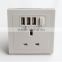 CE &RoHS approved 5V/2100mA 3 USB UK standard switch wall socket with USB port