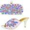 PU leather women shoes mix flower design hand bag shoes & bag set for girls