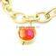 Stainless steel gold attractive girl's crystal charm bead bracelet