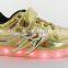 Golden Shinning PU Kids Led Shoes Customized Brand From Size 25 to 37#