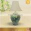 Birds design green round ceramic table lamp