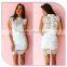 2016 Hot Selling Beautiful Lady One Piece White Crochet Summer Midi Bodycon Dress With Back Zipper