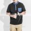 Short Sleeve Solid Men's Polo Shirts 2016 New Plus Size with contrast color Pocket 100% Cotton Black
